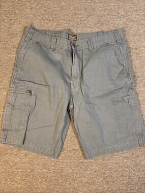 Schmidt Cargo Shorts Men's 38 Flat Front Gray Workwear Distressed
